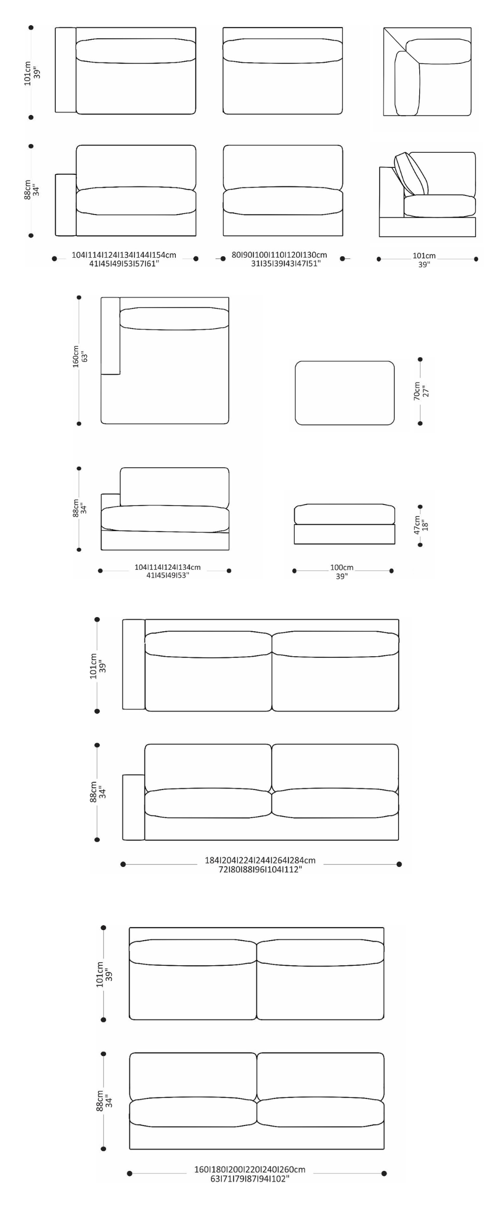 Image of the complete dimensions of the product